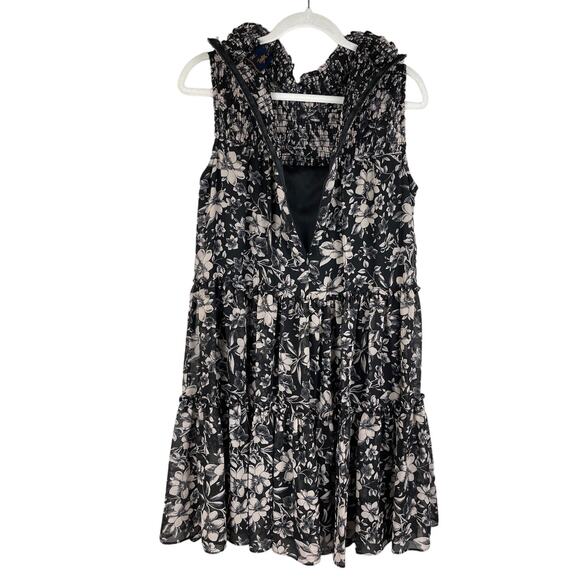 Just Taylor Black‎ & Pink Tiered Swing Dress with Smocked Neckline Size 8 - Picture 8 of 11